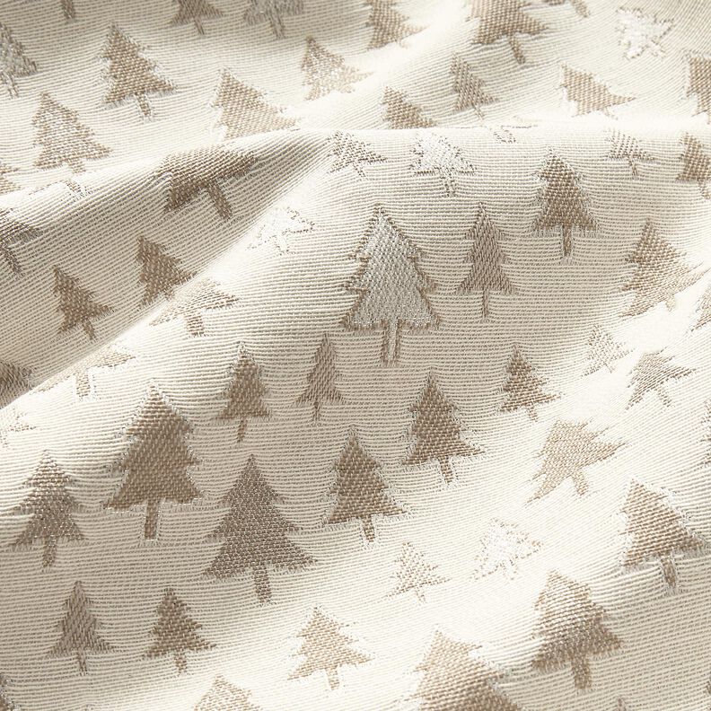 Sisustuskangas Jacquard Kimaltelevat kuuset – beige/hopea,  image number 2