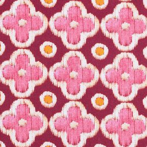 Sisustuskangas Canvas Kirjontatyyli – bordeauxin punainen/pink, 