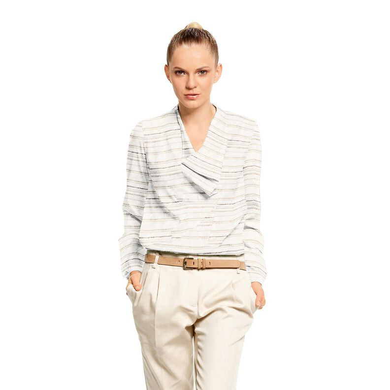 Paitapuserokangas Ep&auml;s&auml;&auml;nn&ouml;lliset raidat &ndash; valkoinen,  image number 5