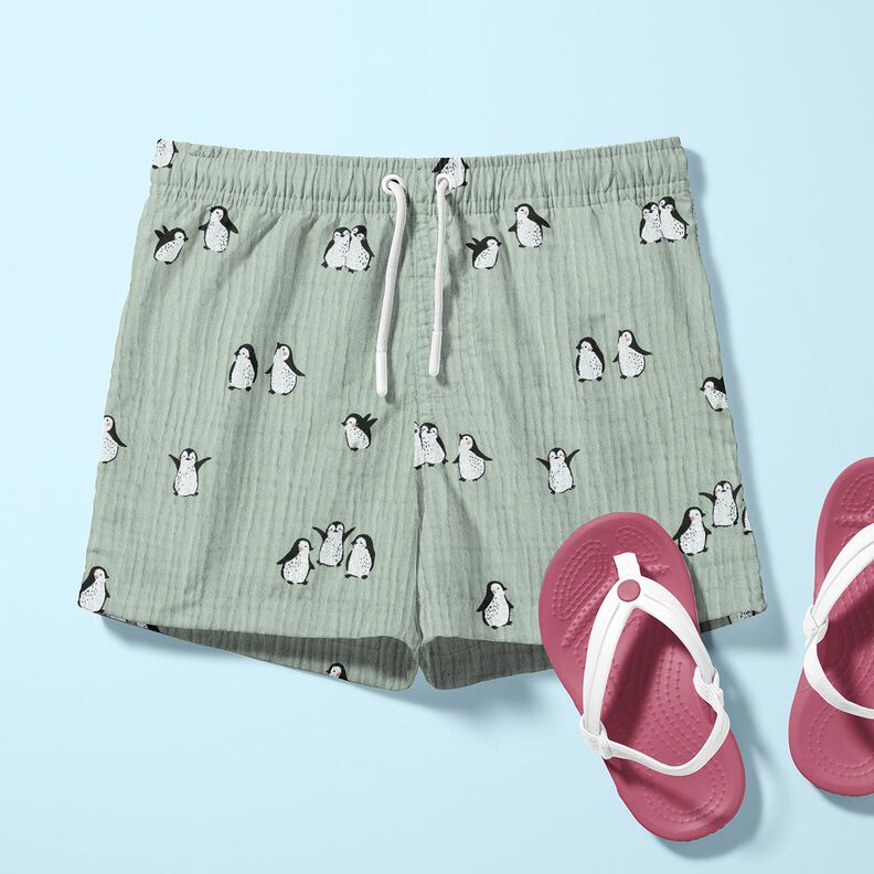 Musliini-/kaksikerroksinen kangas iloiset pingviinit &ndash; kaisla,  image number 6