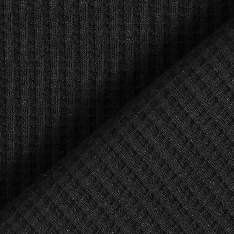 Puuvillainen vohvelijersey Yksivärinen – musta,  image number 3