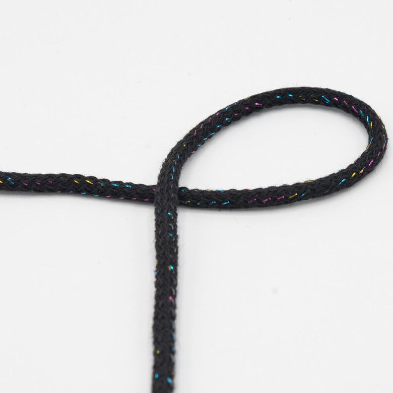 Puuvillanyöri Lurex [Ø 5 mm] – musta,  image number 1