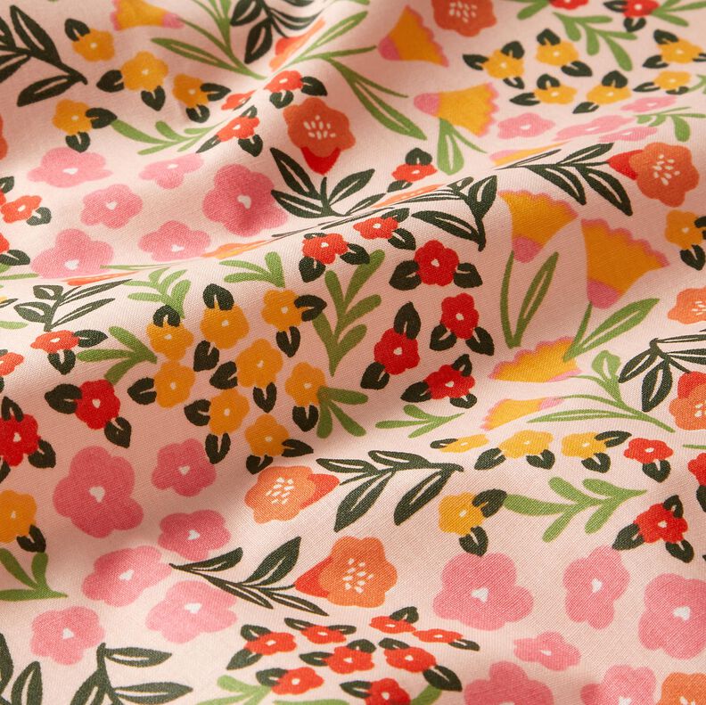 Pinnoitettu puuvilla Kukkaketo – vaalea beige/pink,  image number 3