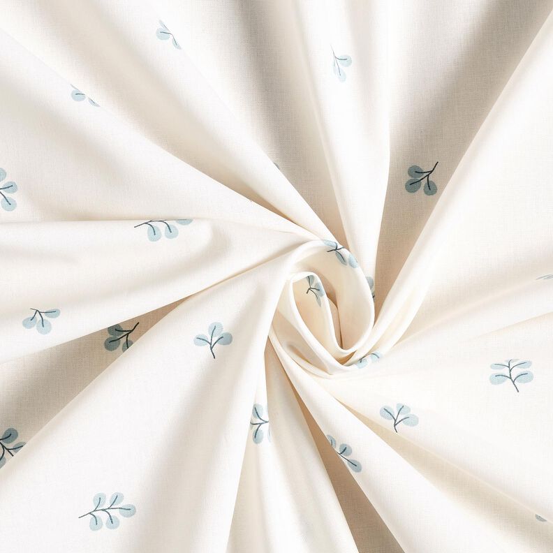 Puuvillapopliini Oksat ja lehmuksen lehdet – valkoinen/eukalyptus,  image number 3