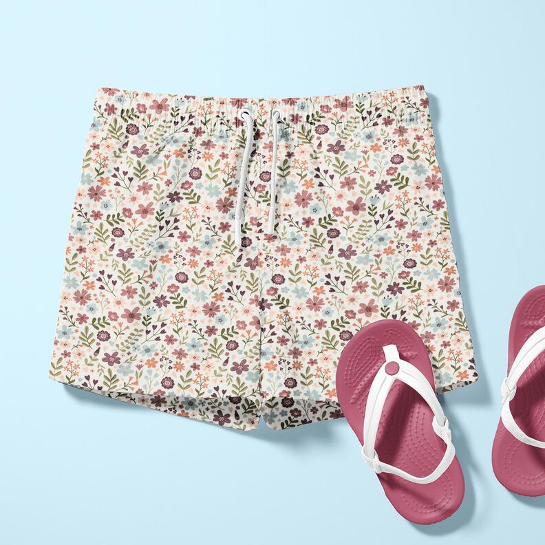 Puuvillajersey Kukkaketo – norsunluu,  image number 6