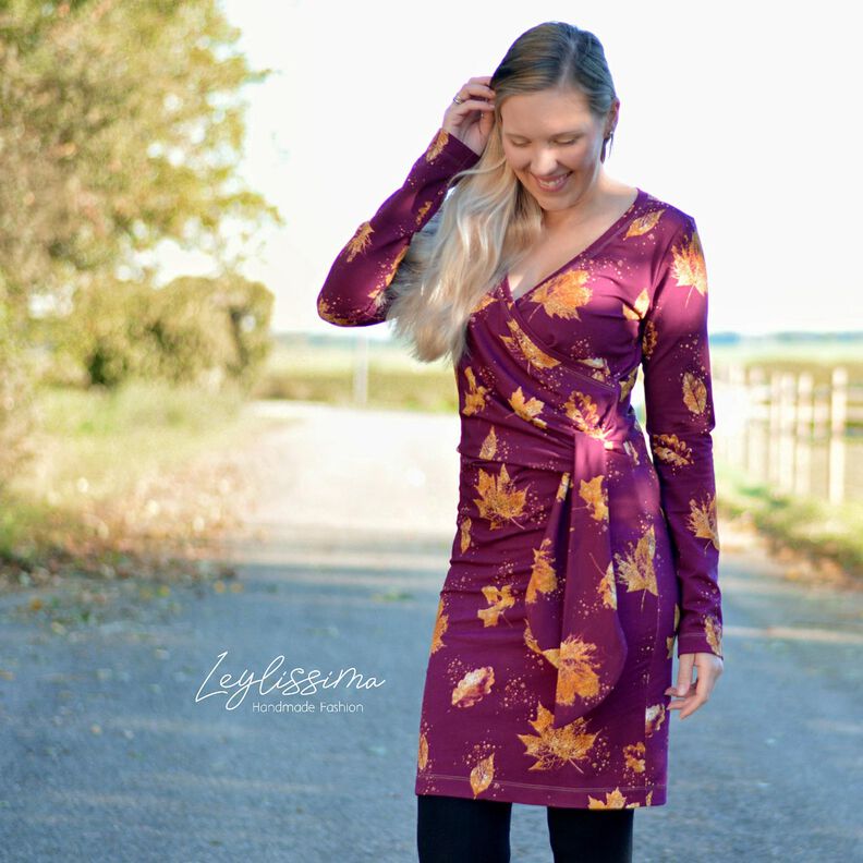 French Terry kultaiset syksyn lehdet | Glitzerpüppi – rypäle/kulta,  image number 5