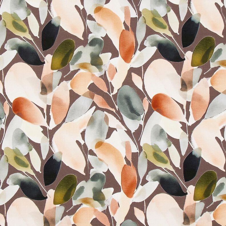 Puuvillajersey Akvarellikukinnot Digitaalipainatus – kupari/pistaasi,  image number 1