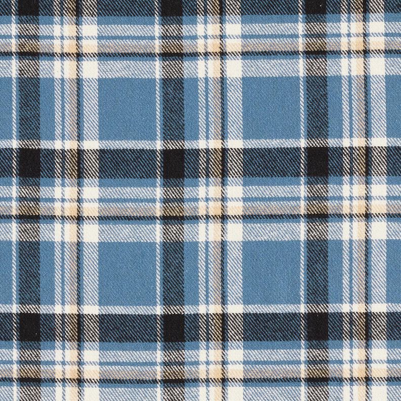 Puuvillaflanelli Ruutu – farkunsininen/musta,  image number 1