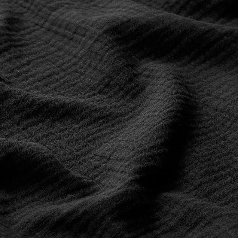 GOTS Musliini-/kaksikerroksinen kangas | Tula – musta,  image number 3