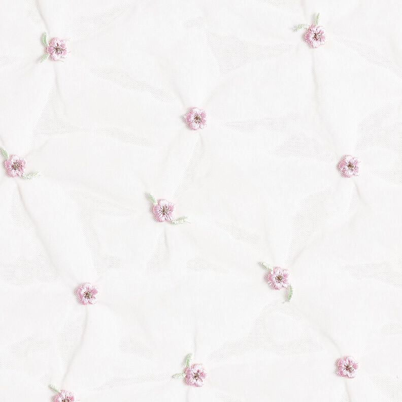 Softmesh Kirjaillut kukkaset – valkoinen/ruusunpunainen,  image number 1