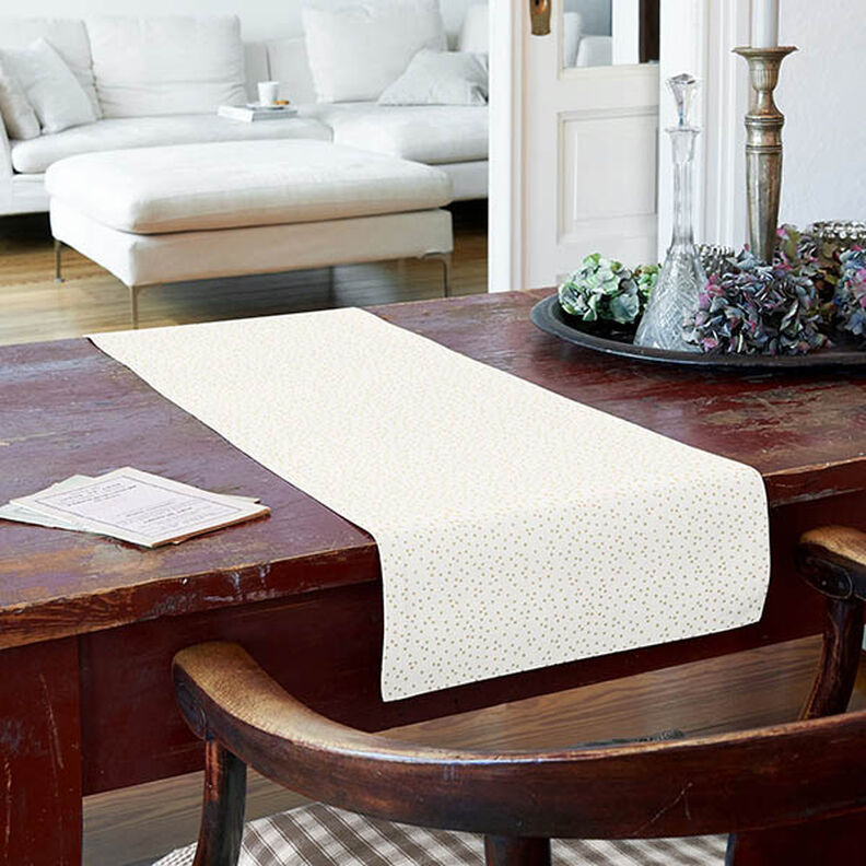 Puuvillakangas Popliini Hienot pilkut – villanvalkoinen/kulta,  image number 6