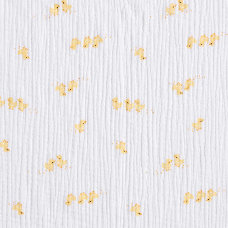 Musliini-/kaksikerroksinen kangas Sievät ankanpoikaset – valkoinen/kulta,  image number 1