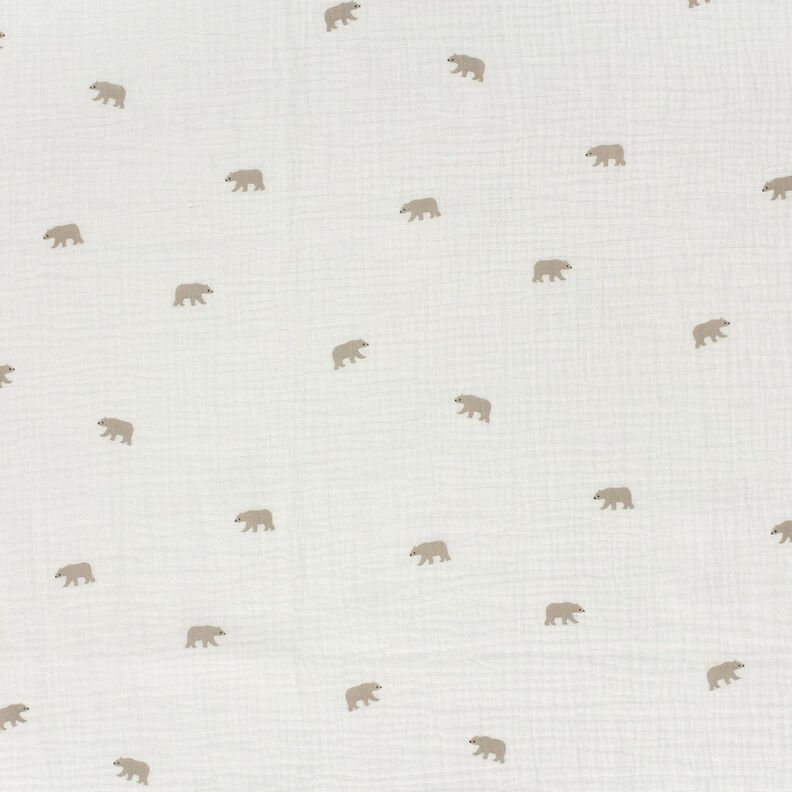 Musliini-/kaksikerroksinen kangas Jääkarhu – valkoinen,  image number 1