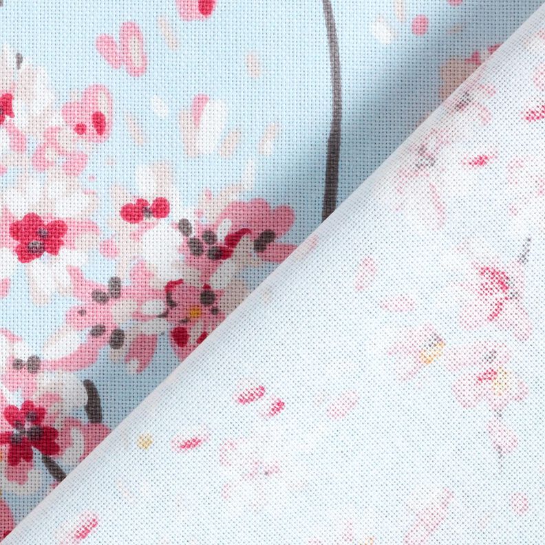 Sisustuskangas Puolipanama Kirsikkapuun oksat – vaaleansininen/roosa,  image number 4