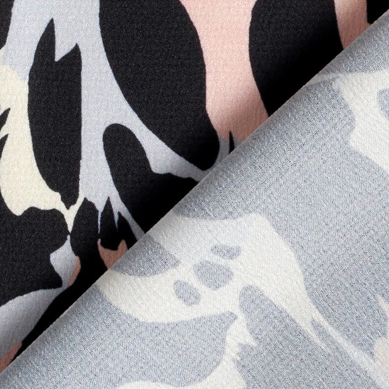 Kreppisatiini Abstraktit ter&auml;lehdet &ndash; musta/hopea,  image number 4