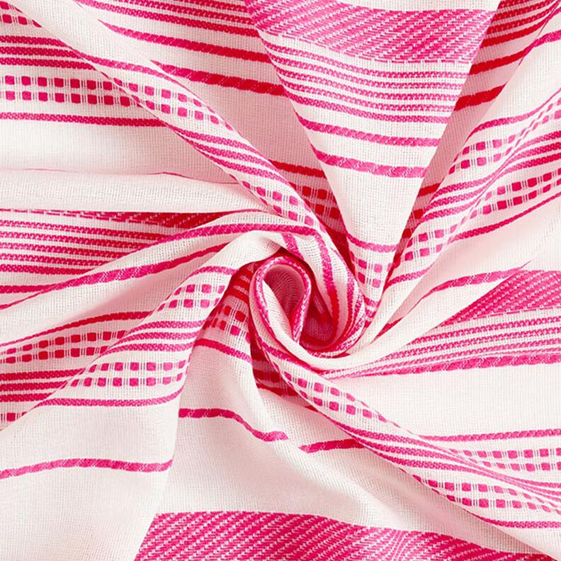 Puuvillakangas Kirjaillut raidat – villanvalkoinen/pink,  image number 3