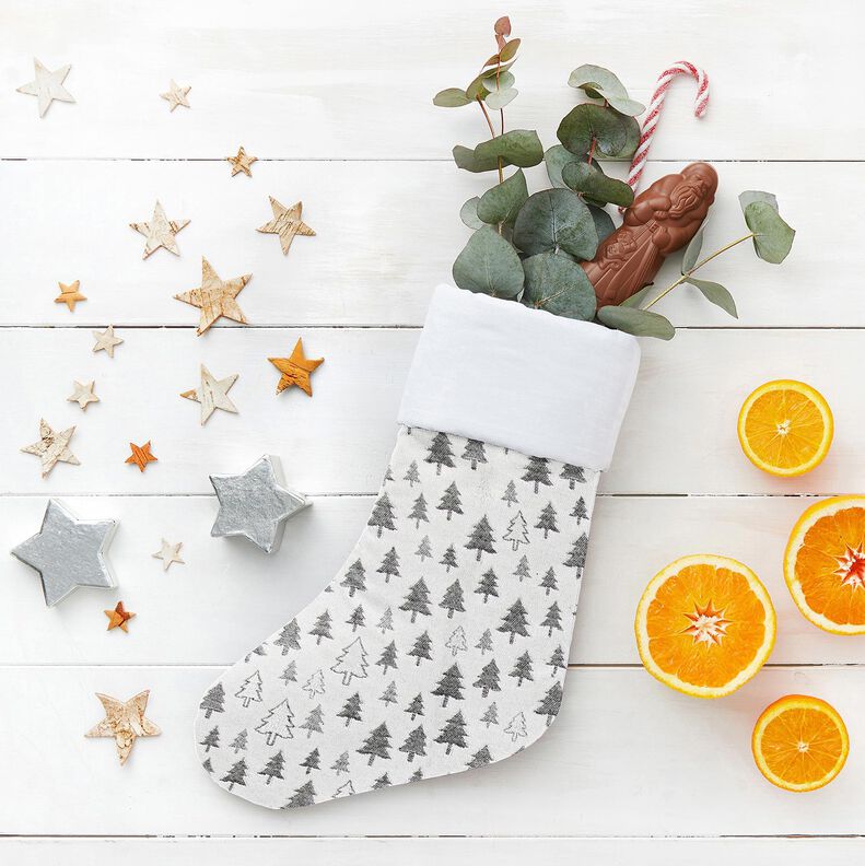 Sisustuskangas Jacquard Kimaltelevat kuuset &ndash; antrasiitti/hopea,  image number 5