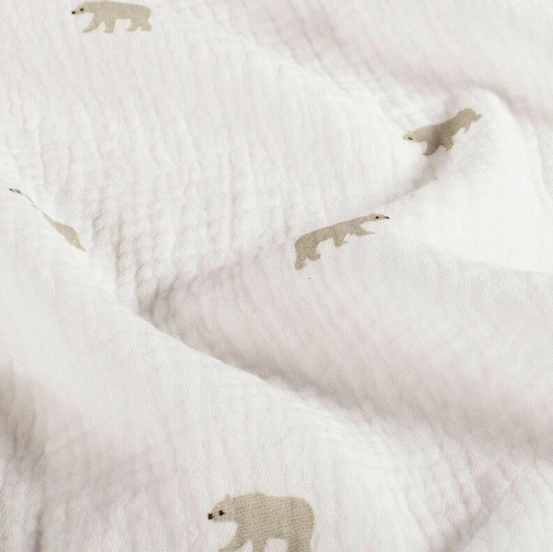 Musliini-/kaksikerroksinen kangas Jääkarhu – valkoinen,  image number 2