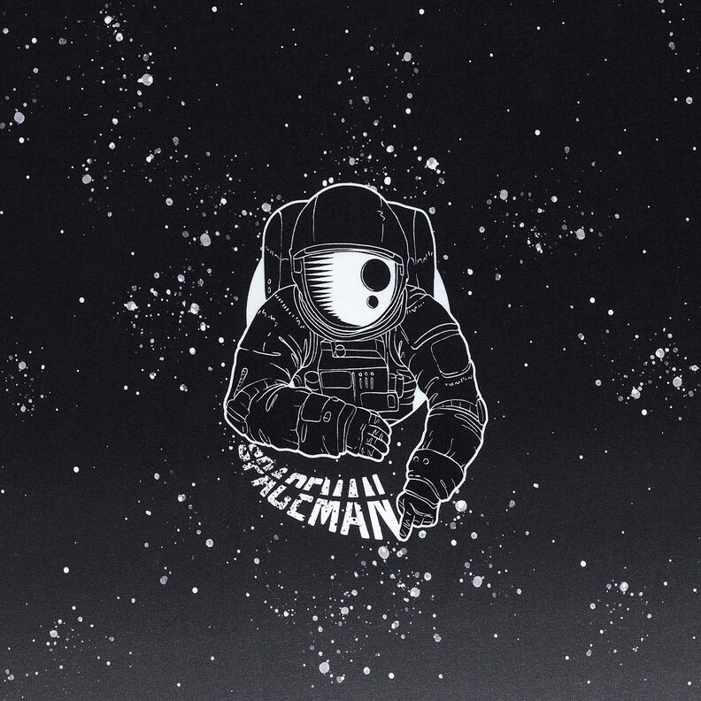 French Terry Paneeli Spaceman | Glitzerp&uuml;ppi &ndash; musta/valkoinen,  image number 7