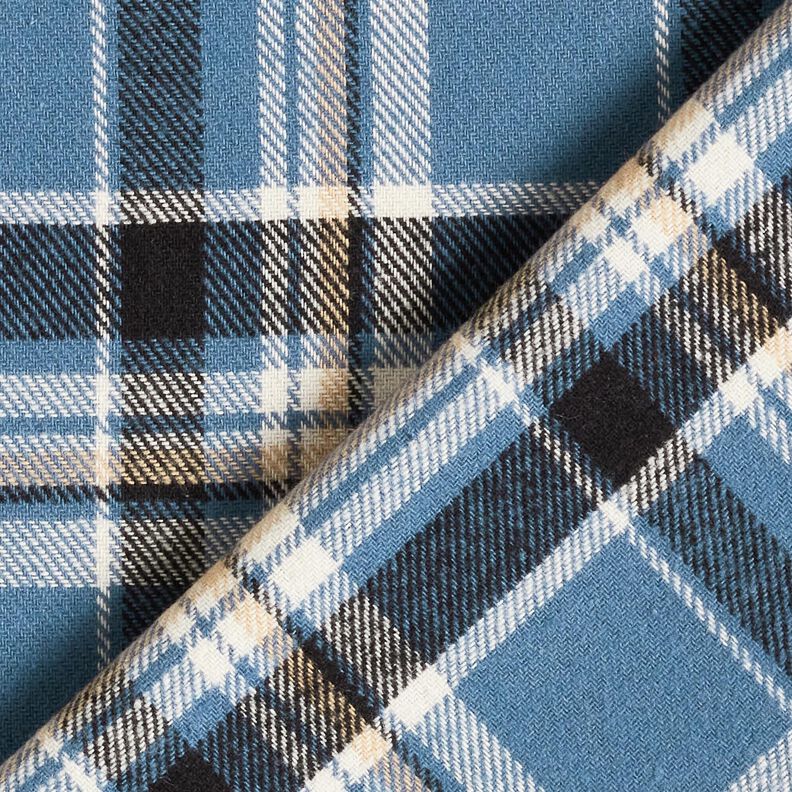 Puuvillaflanelli Ruutu – farkunsininen/musta,  image number 4