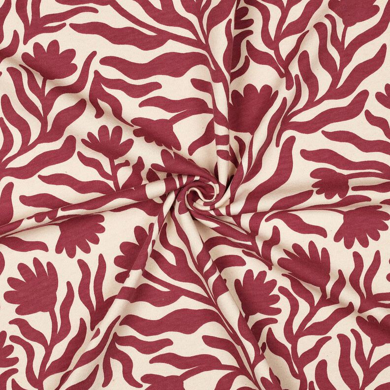 Collegekangas harjattu valkaisematon Kukat | Poppy Fabrics &ndash; kerma/marja,  image number 3
