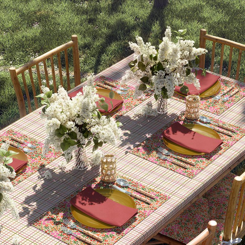 Pinnoitettu puuvilla Kukkaketo – vaalea beige/pink,  image number 7