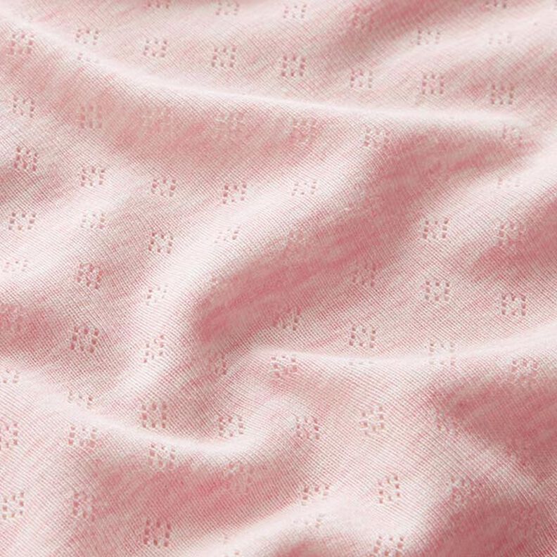 Hienoneulosjersey, jossa reikäkuvio Melange – vaaleanpunainen,  image number 2