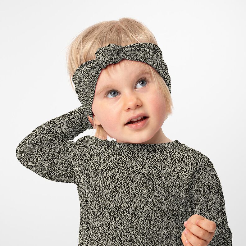 Puuvillajersey Mini Leopardipainatus – greige/musta,  image number 6