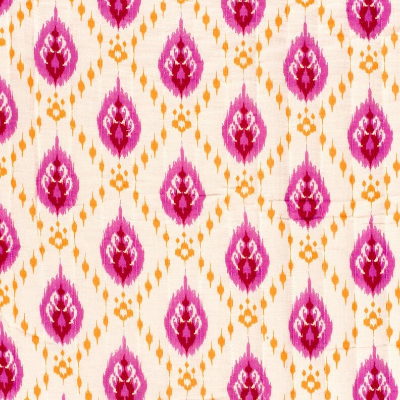 Tikkikangas Musliini Etno-kukat &ndash; villanvalkoinen/pink,  image number 3