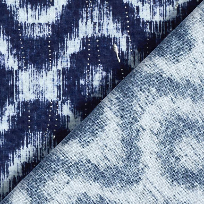 Puuvillapopliini Vinoneli&ouml;t & kimallepisarat &ndash; indigo/valkoinen,  image number 4