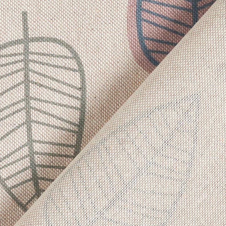 Sisustuskangas Puolipanama Retrolehdet &ndash; vaalea vanharoosa/luonnonv&auml;rinen,  image number 4