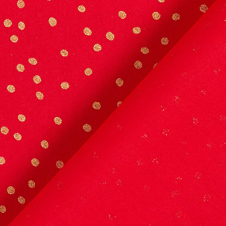 Puuvillakangas Popliini Hienot pilkut – punainen/kulta,  image number 4