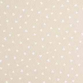 Sisustuskangas Puolipanama Sydämet – valkoinen/luonnonvärinen, 