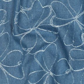 Farkku Jacquard Kukat | Poppy Fabrics &ndash; farkunsininen, 