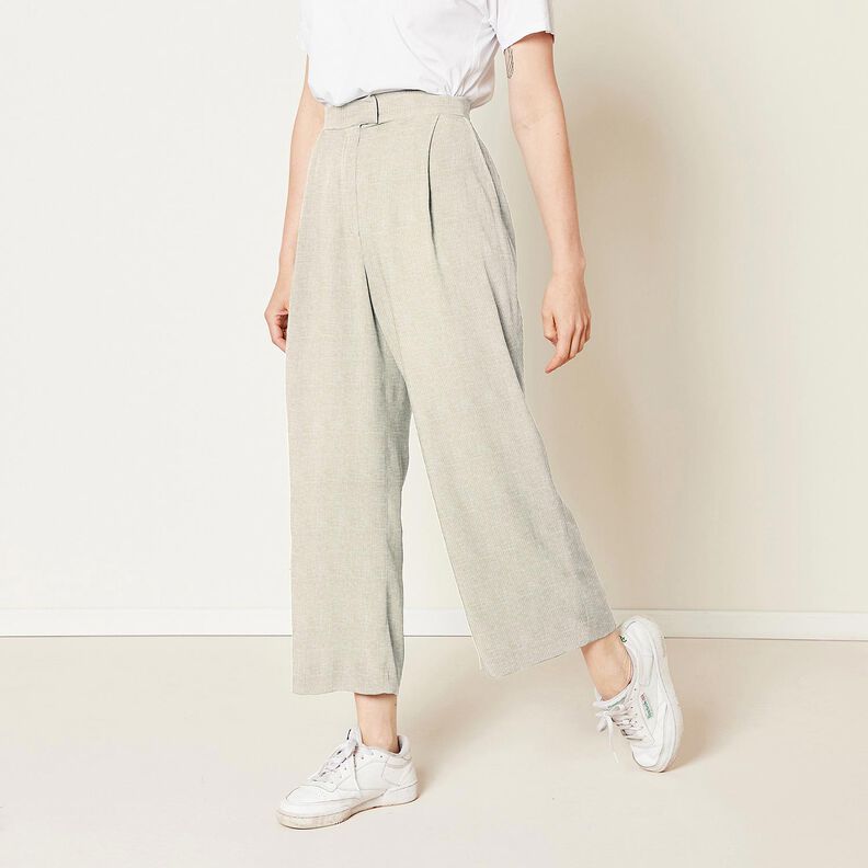 Pellava-puuvilla-sekoite Kapeat raidat – tumma beige/valkoinen,  image number 6