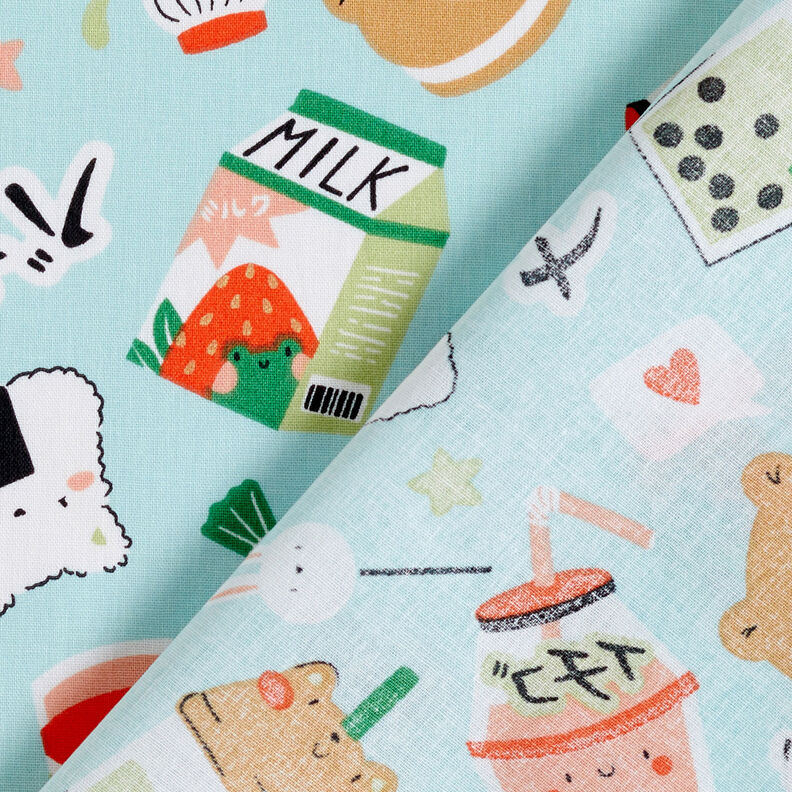 Puuvillapopliini Manga Välipalat – eukalyptus,  image number 5