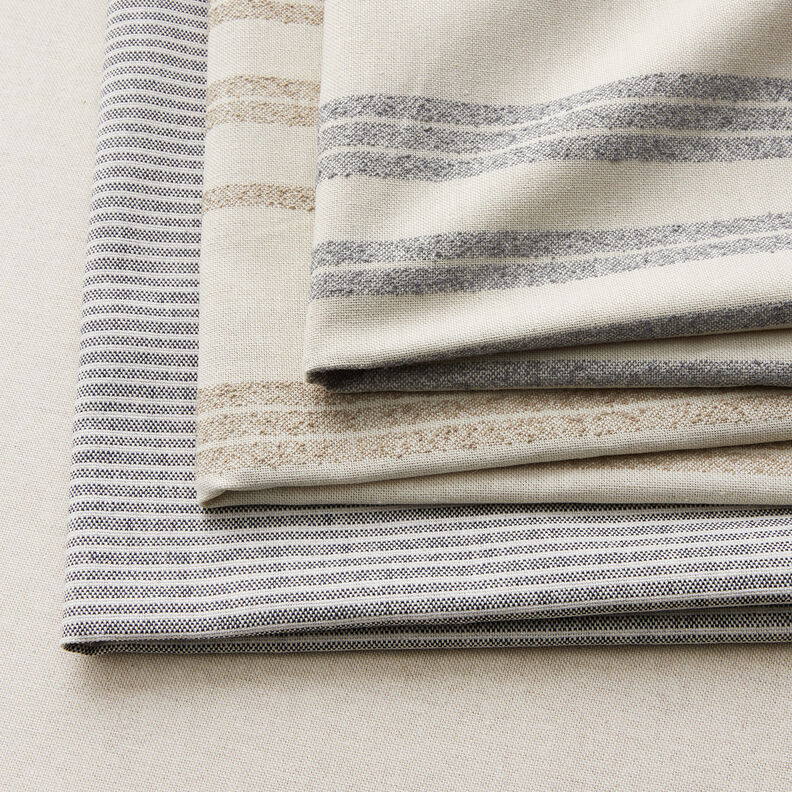 Sisustuskangas Puolipanama Kudotut raidat &ndash; ter&auml;ksen sininen/luonnonv&auml;rinen,  image number 6