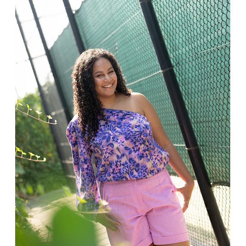 Puuvillasatiini Akvarellikukat Digitaalipainatus | Poppy Fabrics – cashew/lila,  image number 5