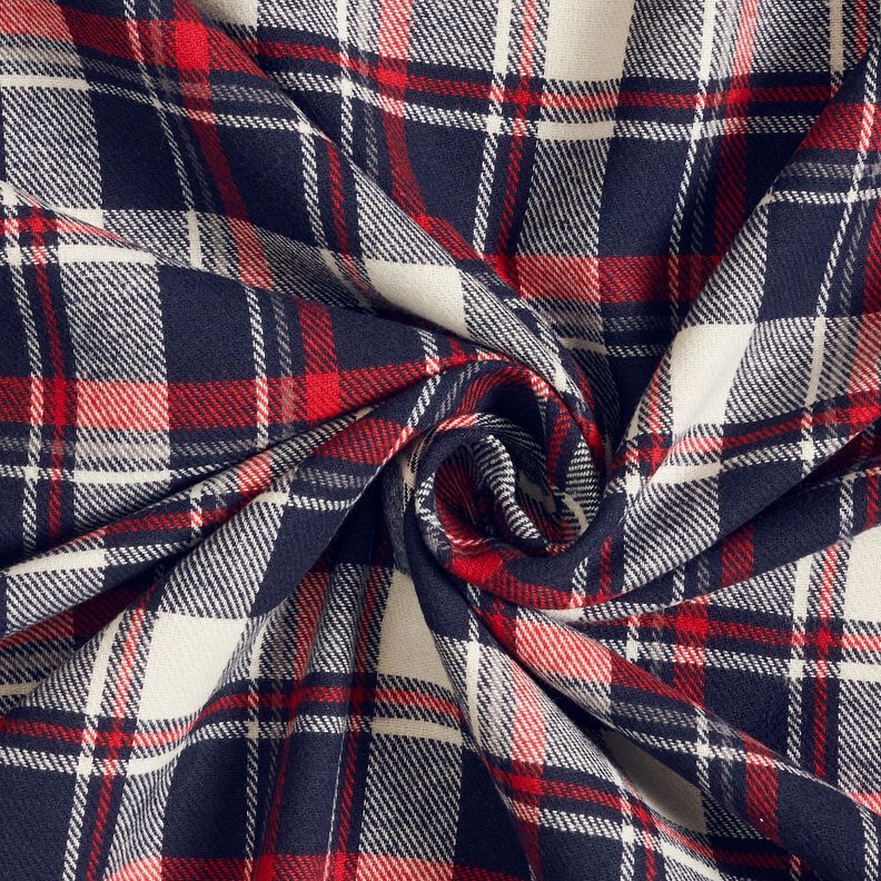 Puuvillaflanelli Ruutu &ndash; sinimusta/karmiininpunainen,  image number 3