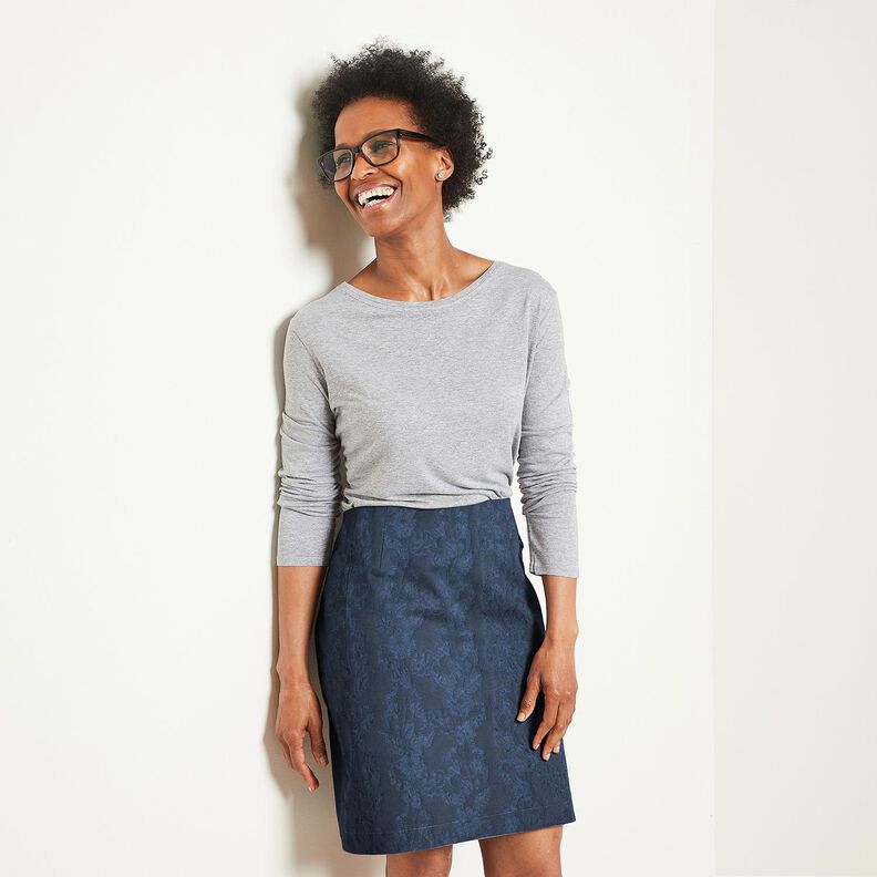 Vaatejacquard Brokadi Kukat – laivastonsininen,  image number 6