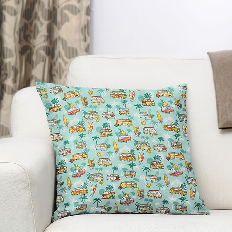 Puuvillakangas Kretonki Roadtrip Surf – turkoosi,  image number 7