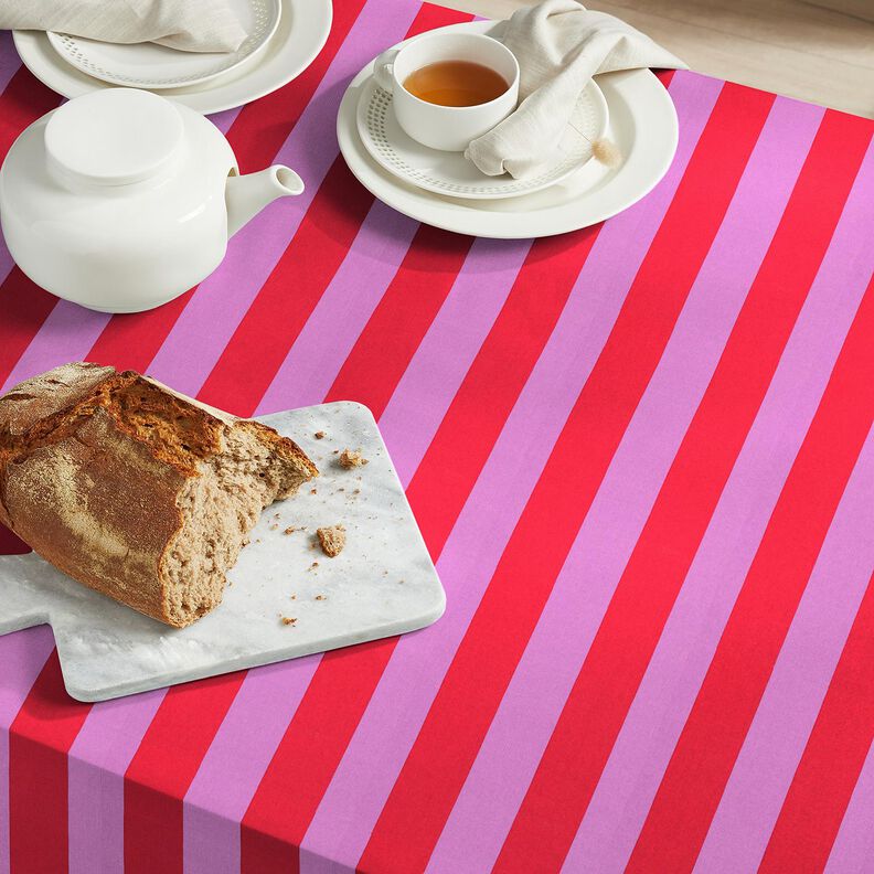 Sisustuskangas Canvas Iloiset raidat &ndash; pastellivioletti/chili,  image number 7