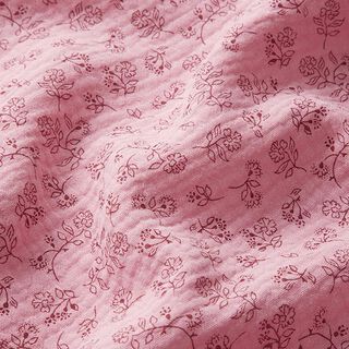 Musliini-/kaksikerroksinen kangas pienet kukkaköynnökset – roosa, 