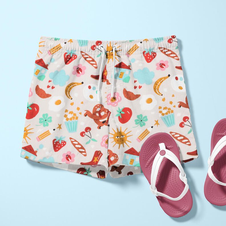 Puuvillapopliini värikäs hälinä– sumunharmaa,  image number 5