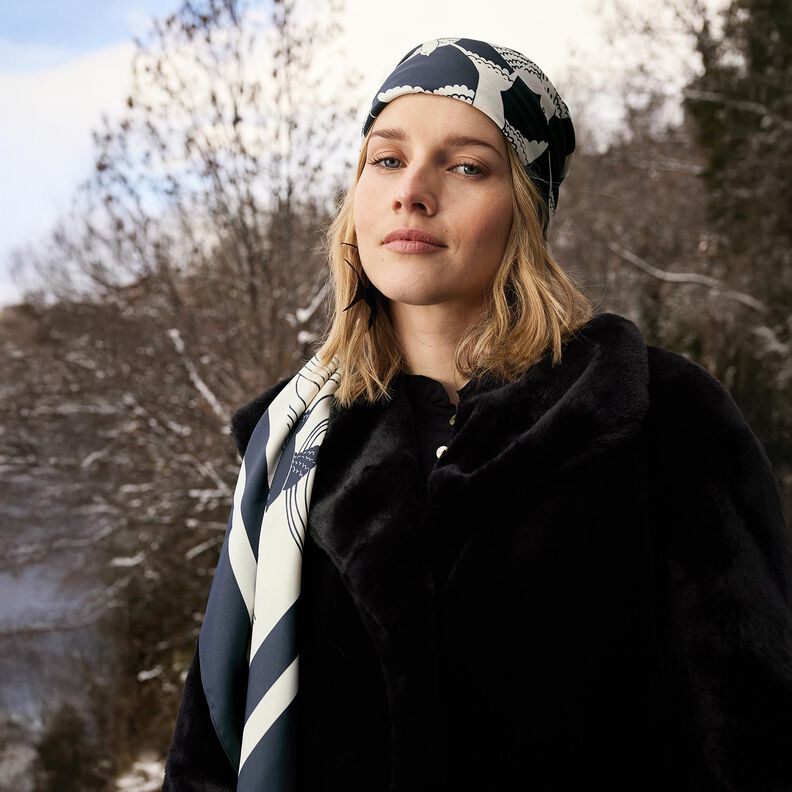 Satiinipaneeli Pääskyset | Katia Fabrics – antrasiitti/kerma,  image number 12