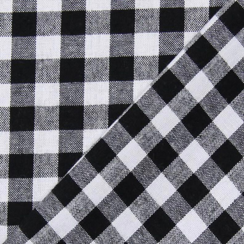 Puuvillakangas Vichy-Check 1 cm – musta/valkoinen,  image number 3