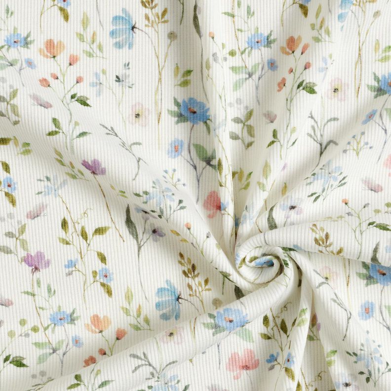 Ribbijersey Akvarellikukkaketo – norsunluu,  image number 3