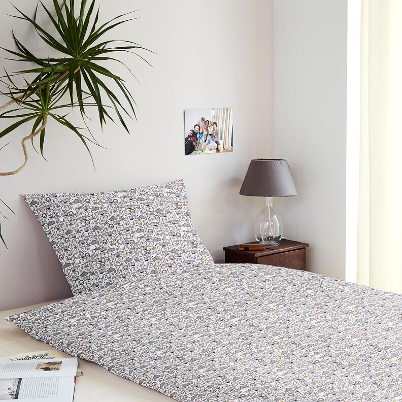 Puuvillakangas Kretonki Pienet villieläimet – hopeanharmaa,  image number 5