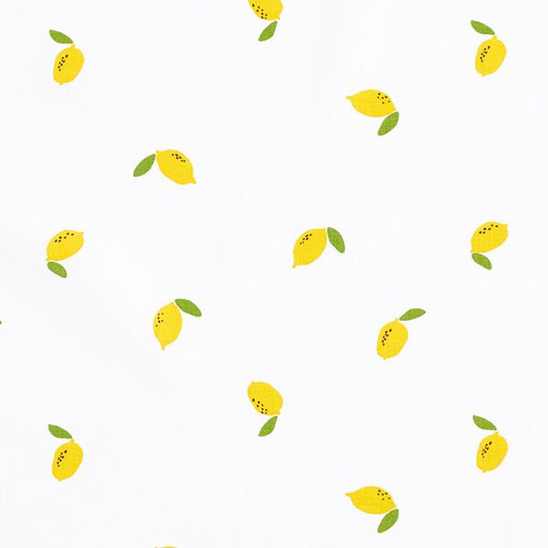 Puuvillapopliini Sitruunat – valkoinen,  image number 1