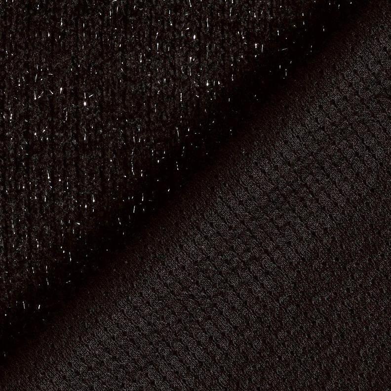 Chenille Neulejacquard Kimalle &ndash; musta/vanha hopea metallic,  image number 3